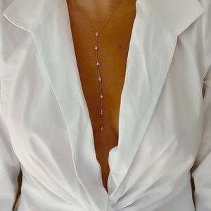 Dainty Lariat 925 Sterling Silver Rose Gold Plated Necklace